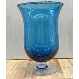 ZODAX Vase Aqua Bubble Art Glass Blue